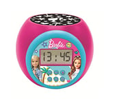 LEXIBOOK Projector Clock Barbie with Snooze Alarm Function, Night Light with Timer, LCD Screen, Battery Operated, Pink