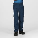 Regatta Water-repellent Kids Blue Highton Stretch Zip Off Walking Trousers, Size: 3-4 Years