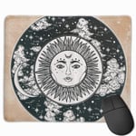 Ethnic Sun Face Mouse Pad with Stitched Edge Computer Mouse Pad with Non-Slip Rubber Base for Computers Laptop PC Gmaing Work Mouse Pad