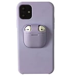 Wireless Earphones Set, For iPhone 11 Pro Max Liquid Silicone Shockproof Protective Case with Apple AirPods Case, Shockproof Wireless Earphone Protective Cover (Color : Purple)