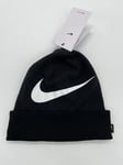 Nike Beanie Hat Adults Dri-Fit Swoosh Logo Knit AV9751 010 Black One Size BNWT
