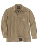 Carhartt Mens Fleece Lined Snap Front Shirt Jacket - Brown - Size Large