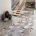 Sticker Sol Carreaux de Ciment azulejos avec laminat de Protection en Plastique| Stickers Adhésifs Carrelages Hexagones Sol résistant à l'eau - Carrelage adhésif pour Sol - 20x18cm - 10 pièces