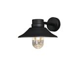 Konstsmide Outdoor Wall Light Mains Powered/Vega Down Traditional Porch Lantern/1 x 60 W E27 Max Lamp/Clear Glass/Aluminium/IP54/Outside Light Matt Black,29 x 26,5 x 36 cm