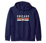 Chicago Orange White Stripe Vintage Chicago Cool Paw Claw Zip Hoodie