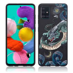 ZhuoFan for Samsung Galaxy A72 Case (6.7 inch) Phone Case Silicone Black with Pattern Ultra Slim Shockproof Soft Gel TPU Back Cover Bumper Skin for Samsung A72 (Dragon)