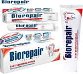 Biorepair fast sensitive toothpaste 75ml pack of two repairs damaged tooth and