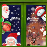 10 Sheets Christmas Window Stickers, Christmas Window Decorations Christmas Window Clings Snowflakes Santa Reindeer Snowman Window Decals for Christmas Home Shop Window Display