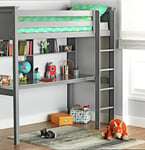 Habitat Brooklyn High Sleeper Bed, Desk & Shelf - Grey