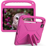 iPad Air 10.9 5th Gen (2022) Stöttåligt skal/fodral med handtag - Perfekt för barn, rosa