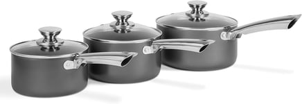 973023 Accents Induction Saucepan Set, Non Stick Ceramic Coating, Easy to Clean