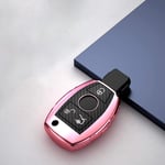 Keychain Protection Cover,For Mercedes-Benz C-Class W204 Glc 260 C200 The Cia Gla W205 W212 C S Eclass ，Carbon Fiber B-Pink