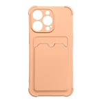 Card Armor Case Pouch Cover för iPhone 12 Pro Max Kortplånbok Silikon Air Bag Armor Pink