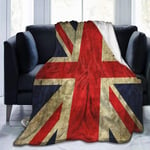 XZHYMJ Fleece Throw Blanket Union Jack Flag Uk Vintage Flags Flannel Lightweight Cute Soft Blankets For Sofa Bed Office Camping 50X40 Inch