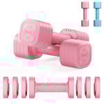 Dripex Lot de 2 Haltères Musculation Réglables 2,5 kg Poids Musculation 4 en 1 avec Poignée en Caoutchouc TPU pour Femme Homme Gym à Domicile Entraînement - Rose