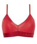 Calvin Klein Womens 000QF6664E Gloss Triangle Bra - Red Nylon - Size 14 UK