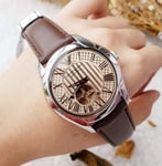 Emporio Armani Open Heart Automatic Brown Leather Watch AR60017