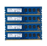 Crucial 4x 4GB 2Rx8 PC3-12800U DDR3 1600Mhz DIMM Desktop Memory RAM NON-ECC CL11
