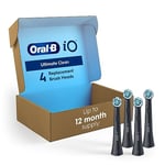 iO Series Ultimate Clean Lot de 4 têtes de brosse de rechange pour brosses à dents électriques Oral-B iO Series Noir