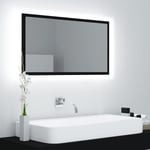 vidaXL badeværelsesspejl m. LED-lys 80x8,5x37 cm spånplade sort