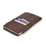 Dockem Provincial Wallet Sleeve for Pro Max and Plus iPhones: 15/14/13/12/11 Pro Max, 15/14 Plus, XS Max, 8/7/6 Plus - Vintage PU Leather Pouch Cover with 2 Credit Card Holder Slots [Brown]