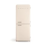 CREATE / RETRO FRIDGE COMBI 185 SILVER/Réfrigérateur combiné blanc cassé avec poignée argentée et congélateur 401L / 190W, système No Frost, 3 étagères, 2 tiroirs, 70x65x185 cm