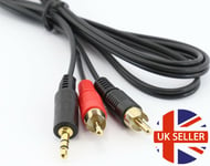 Long 15m Dual RCA Phono to 3.5mm Stereo Jack Cable IPOD IPHONE Phone to Speaker