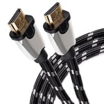 Maplin HDMI Cable 1M, Braided 4K 30Hz Ultra HD High Speed, ARC, HDR, 3D, Ethernet, Compatible with TVs, Monitors, PS4/5, Xbox, Projectors, Soundbars, Sky Box, PCs, Laptops, Apple TV
