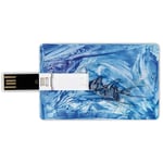 4G USB Flash Drives Credit Card Shape Watercolor Flower Decor Memory Stick Bank Card Style Small Fish in Creepy Snow Cover Ice Crystal Labyrinth Aquatic Theme,Blue Waterproof Pen Thumb Lovely Jump Dr