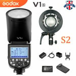 UK Godox V1S TTL 1/8000s HSS  Round Head Flash for Sony+S2 Bowens Mount Bracket