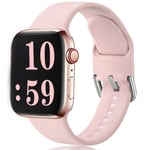 Sichen Replacement Strap Compatible with Apple Watch Strap 40mm 38mm, Soft Silicone Waterproof Bracelet Strap Wrist Bands for Apple Watch SE/iWatch Series 6/5/4/3/2/1, 38mm/40mm-M/L,Pink Sand