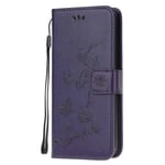 Draamvol Samsung A12 Case Phone Cover for Samsung Galaxy A12 Flip Wallet,Protective Embossed Butterfly PU Leather Built-in Kickstand Magetic Clasp Notebook,Purple