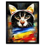 Street Cat Third Eye Psy-Fi Portrait Art Print Framed Poster Wall Decor 12x16 inch