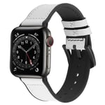 Fullmosa Leather & Silicone Strap Compatible with Apple Watch Stra 44mm 42mm, Mixed Materials Replacement Band Compatible with iWatch Series SE 6 5 4 3 2 1, White