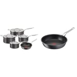 Tefal Jamie Oliver Cook's Classics 5 Pieces Non-Stick Pots & Pans Set,24cm Frying Pan,18cm Saucepan & Jamie Oliver Cook’s Classics Frying Pan, 28cm, Non-Stick, Oven-Safe, Induction