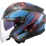 LS2, Casque Moto Jet Infinity II Carbon Urus Gloss Blue Red, XXL