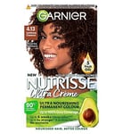 Garnier Nutrisse Creme Brown Hair Dye Permanent Nourishing Hair Mask Conditioner- 4.13 Luminous Chestnut