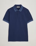 Canali Contrast Collar Short Sleeve Polo Dark Blue