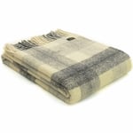 TWEEDMILL TEXTILES 100% Pure Wool Sofa Bed Blanket UK MEADOW CHECK SLATE THROW