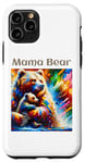 Coque pour iPhone 11 Pro Art animalier coloré de maman ours et de son petit