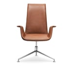 Walter Knoll - FK Bucket Chair High Back 6725-3G, Polished, Leather Cat. 65 Elen 1380 Toffee, 3-star Swivel Base, Synthetic Glides