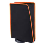 playvital Black Nylon Dust Cover for ps5, Soft Neat Lining Dust Guard for ps5 Console, Anti Scratch Waterproof Cover Sleeve for ps5 Console Digital Edition & Disc Edition - Orange Trim