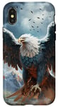 iPhone X/XS Blue white bald eagle phoenix bird flying fire snow mountain Case
