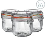 Glass Storage Jars 200ml Orange Seal Pack of 3