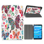 Lenovo Tab M7 tri-fold pattern leather flip case - Butterflies and Flowers