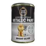 Metallic Bright Silver Tin Paint Interior Exterior Fast Drying Metal 300ml