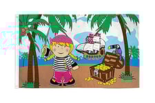 Drapeau Fille pirate île au trésor 150x90cm - Drapeau corsaire tête de mort 90 x 150 cm - Drapeaux - AZ FLAG