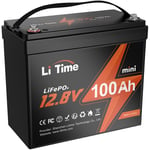 Litime - Batterie lithium LiFePO4 12V 100Ah mini ,bms 100A amélioré, Durée de Vie de 10 Ans, jusqu'à 15 000 Cycles, Batterie LiFePO4 jusqu'à 1280Wh