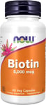 Now Foods, Biotin, 5000Mcg, Vitamin B7, High Dose, 60 Vegan Capsules, Gluten Fre