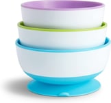 Munchkin Stay Put Bowls with Suction Cup, Pack of 3, Blue/Green/Purple